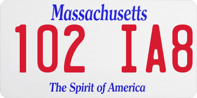 MA license plate 102IA8