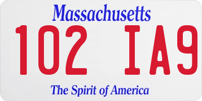 MA license plate 102IA9