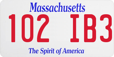 MA license plate 102IB3