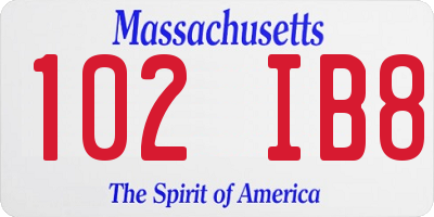 MA license plate 102IB8