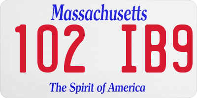 MA license plate 102IB9