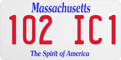 MA license plate 102IC1