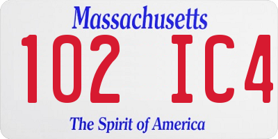 MA license plate 102IC4