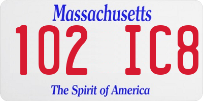 MA license plate 102IC8