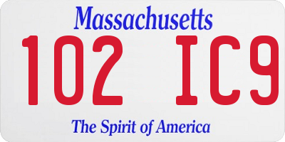 MA license plate 102IC9