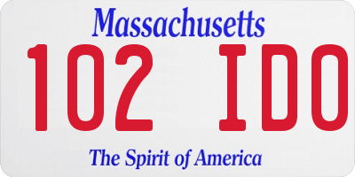 MA license plate 102ID0