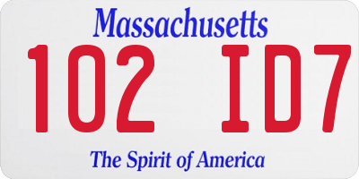 MA license plate 102ID7