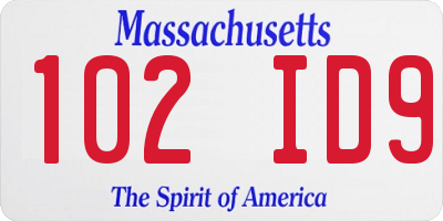 MA license plate 102ID9