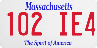 MA license plate 102IE4