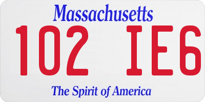 MA license plate 102IE6