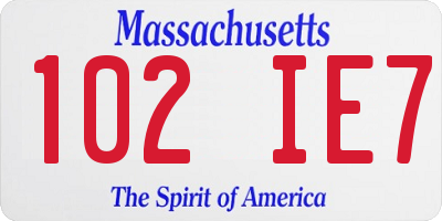 MA license plate 102IE7