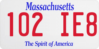 MA license plate 102IE8