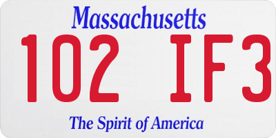 MA license plate 102IF3