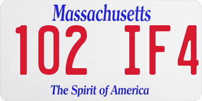 MA license plate 102IF4