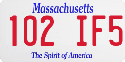 MA license plate 102IF5