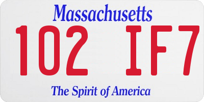 MA license plate 102IF7