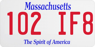 MA license plate 102IF8