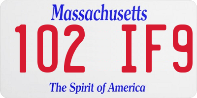 MA license plate 102IF9