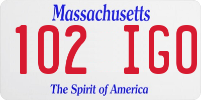 MA license plate 102IG0