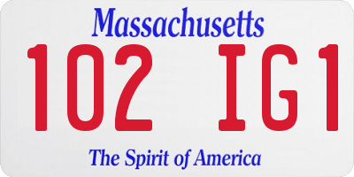 MA license plate 102IG1