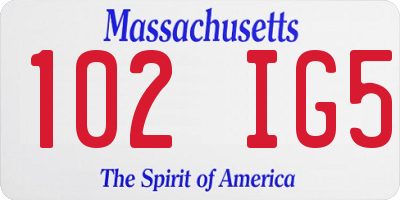 MA license plate 102IG5