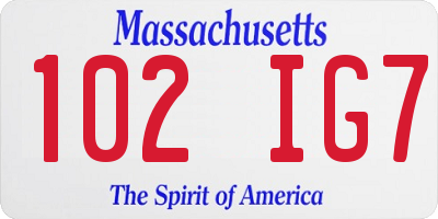 MA license plate 102IG7