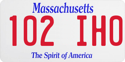 MA license plate 102IH0