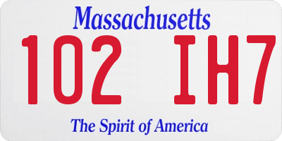 MA license plate 102IH7