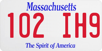 MA license plate 102IH9