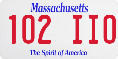 MA license plate 102II0