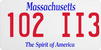 MA license plate 102II3