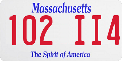 MA license plate 102II4