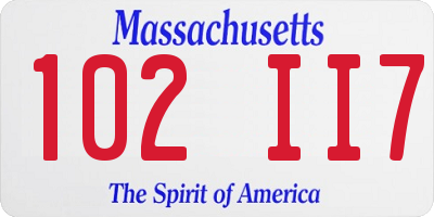 MA license plate 102II7
