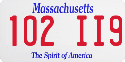 MA license plate 102II9