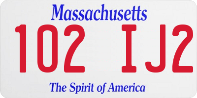 MA license plate 102IJ2