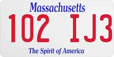 MA license plate 102IJ3