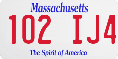 MA license plate 102IJ4