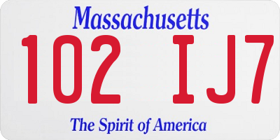 MA license plate 102IJ7