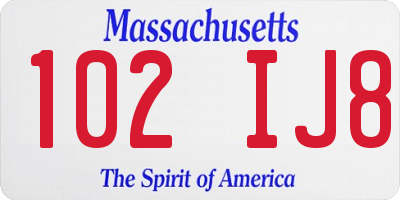 MA license plate 102IJ8