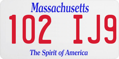 MA license plate 102IJ9