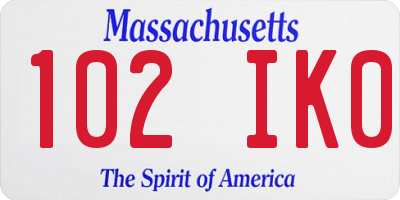MA license plate 102IK0