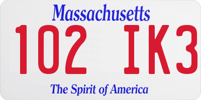 MA license plate 102IK3