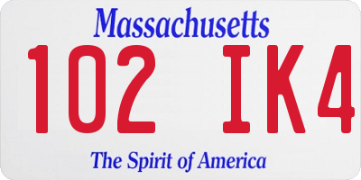 MA license plate 102IK4