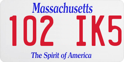 MA license plate 102IK5