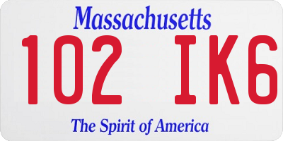 MA license plate 102IK6