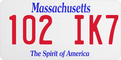 MA license plate 102IK7