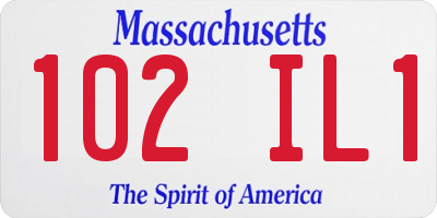 MA license plate 102IL1