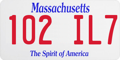 MA license plate 102IL7