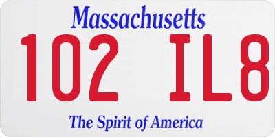 MA license plate 102IL8