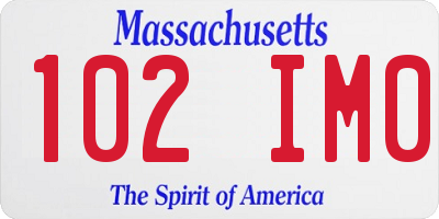 MA license plate 102IM0